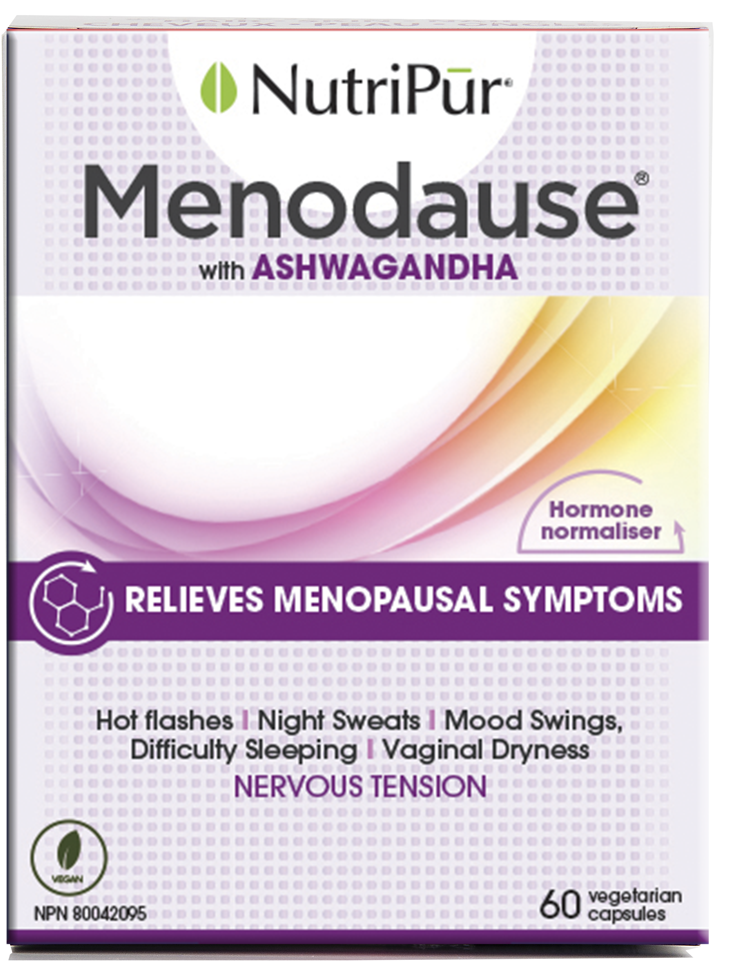 Menodause - with ashagandha - relieves menopausal symptoms - hormone stabiliser - hot flashes - night sweats - mood swings - difficulty sleeping - vaginal dryness - nervous tension