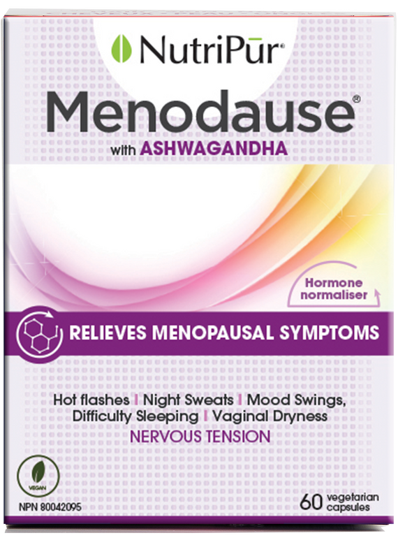 Menodause - with ashagandha - relieves menopausal symptoms - hormone stabiliser - hot flashes - night sweats - mood swings - difficulty sleeping - vaginal dryness - nervous tension