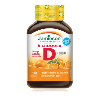 Jamieson Vitamin D chewable 1,000 IU orange flavour by Jamieson - Ebambu.ca natural health product store - free shipping <59$ 