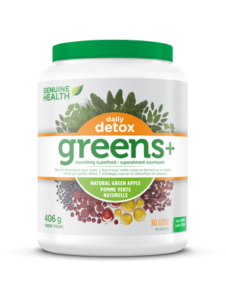 Genuine Health - Greens + Daily Detos Green Apple 406 g - Ebambu.ca free delivery >59$