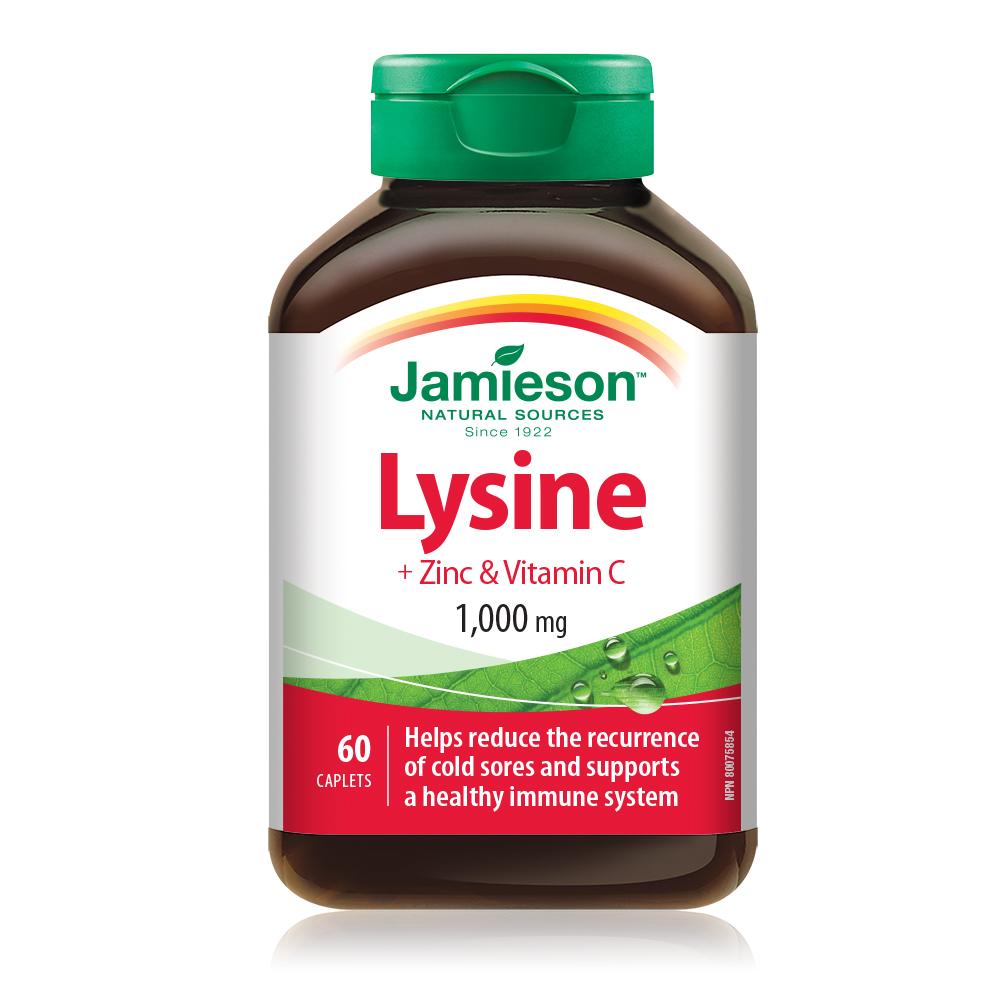 Jamieson - Lysine + Zinc + Vitamin C 1000 mg - 60 caps - Ebambu.ca free delivery >59$