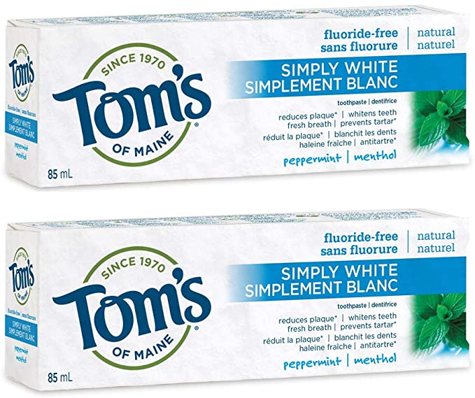 Tom's of Maine - Adult Toothpaste - Simply White Peppermint - 3 Sizes - Twin Pack - Ebambu.ca free delivery >59$
